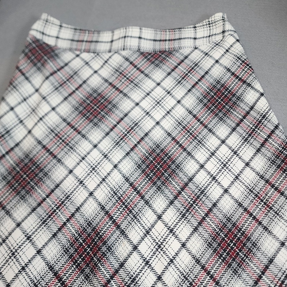 East 5th A-Line Skirt White Black Red Plaid Lined Career Women 14